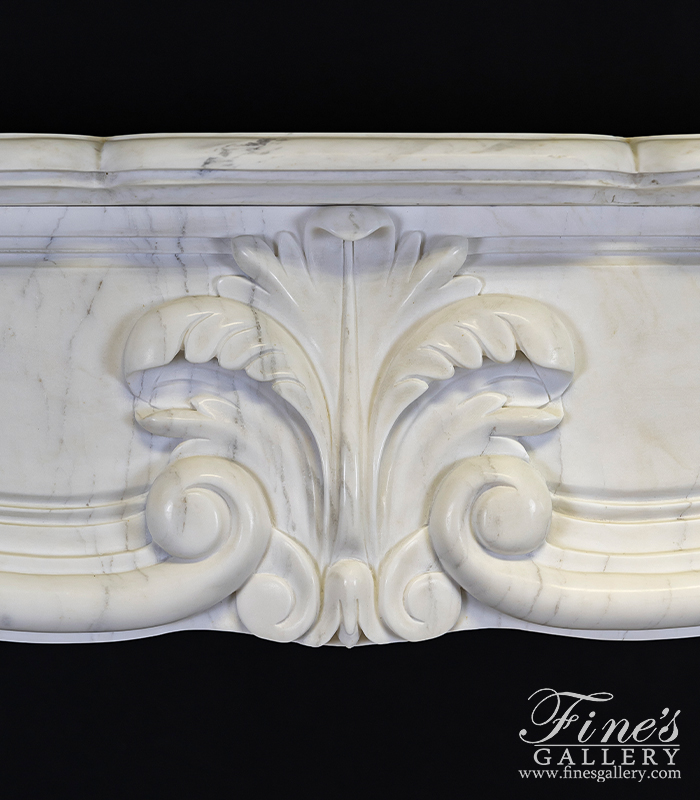 Marble Fireplaces  - Pristine White French Style Marble Fireplace Mantel - MFP-1897